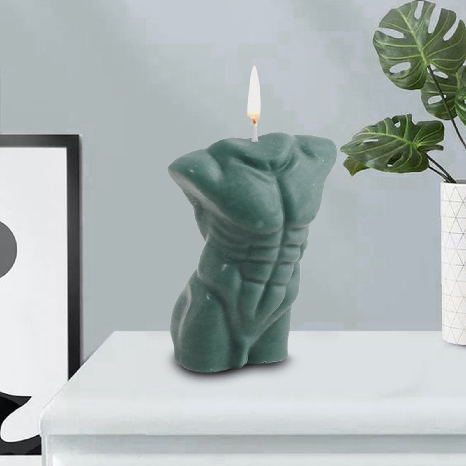 Male's Body Wax Scented Candle Human Body Curve Home Decor Dark Green