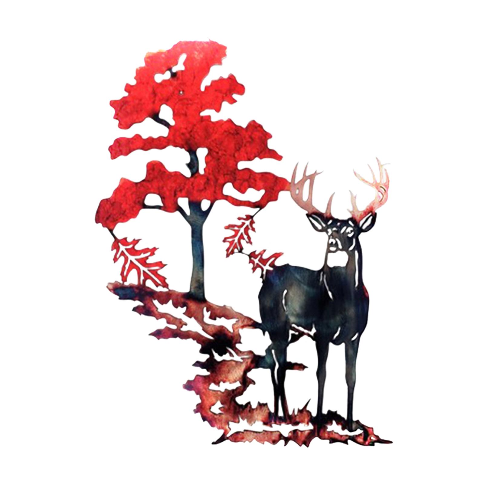 Metal Wall Art Deer Red