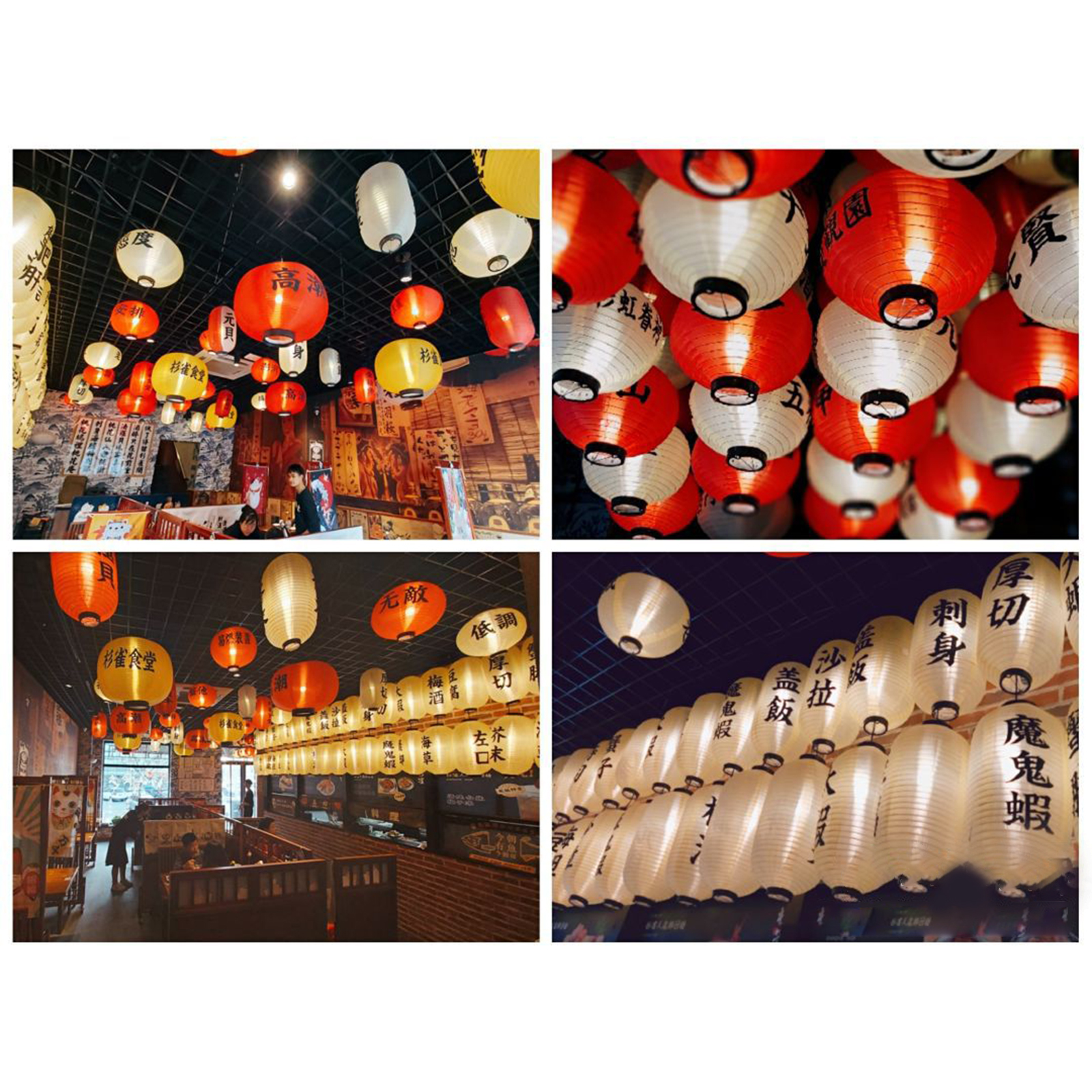 Lantern Satin Waterproof Decorations Foldable Japanese for Home Pub Festival 6 inch White B