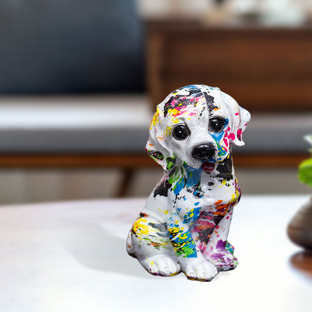 Dog Statue Animal Figurine Ornament Graffiti Art Model Craft Sculpture A