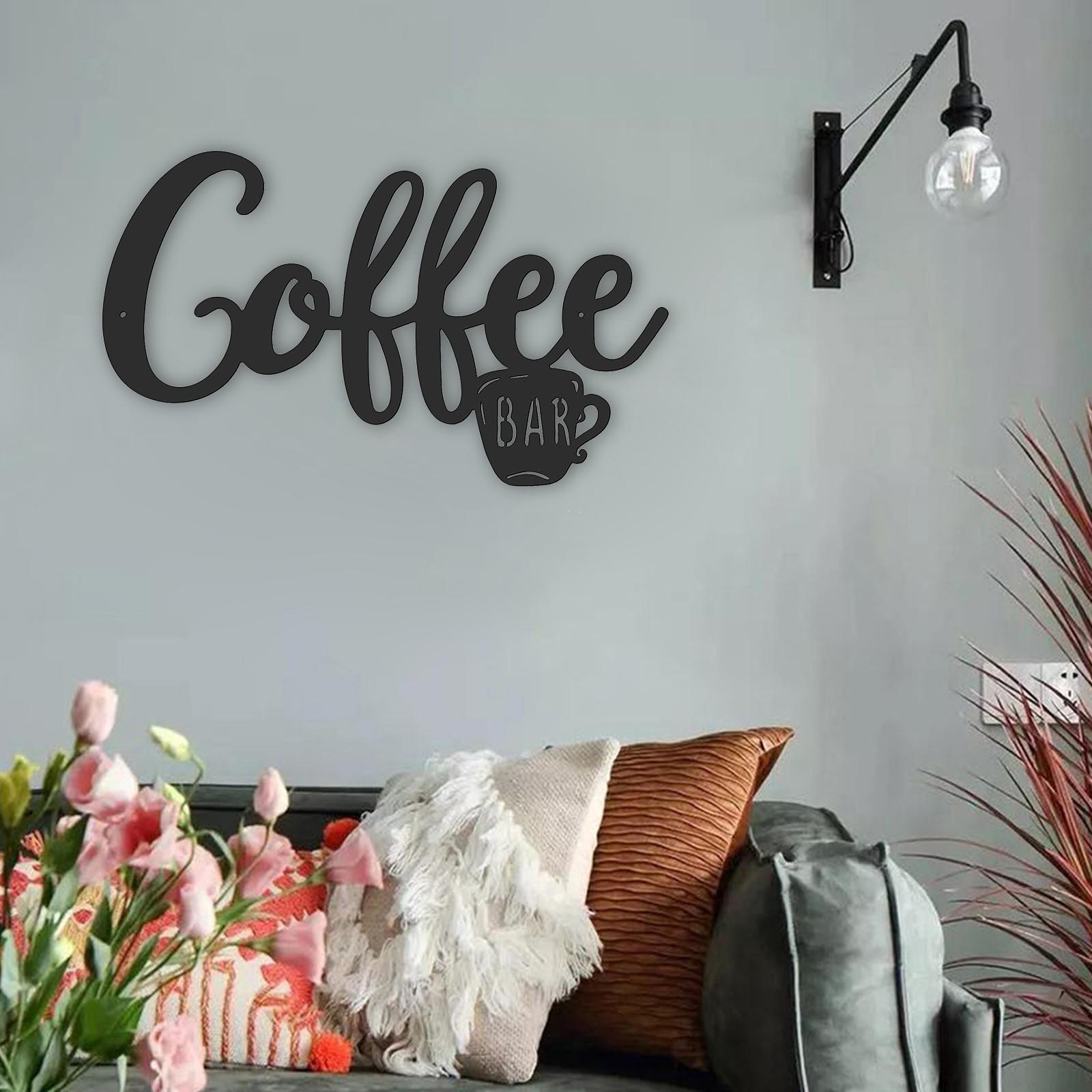 Coffee and Tea Bar Sign Metal Hanging Plaque for Farmhouse Decor 30x18CM