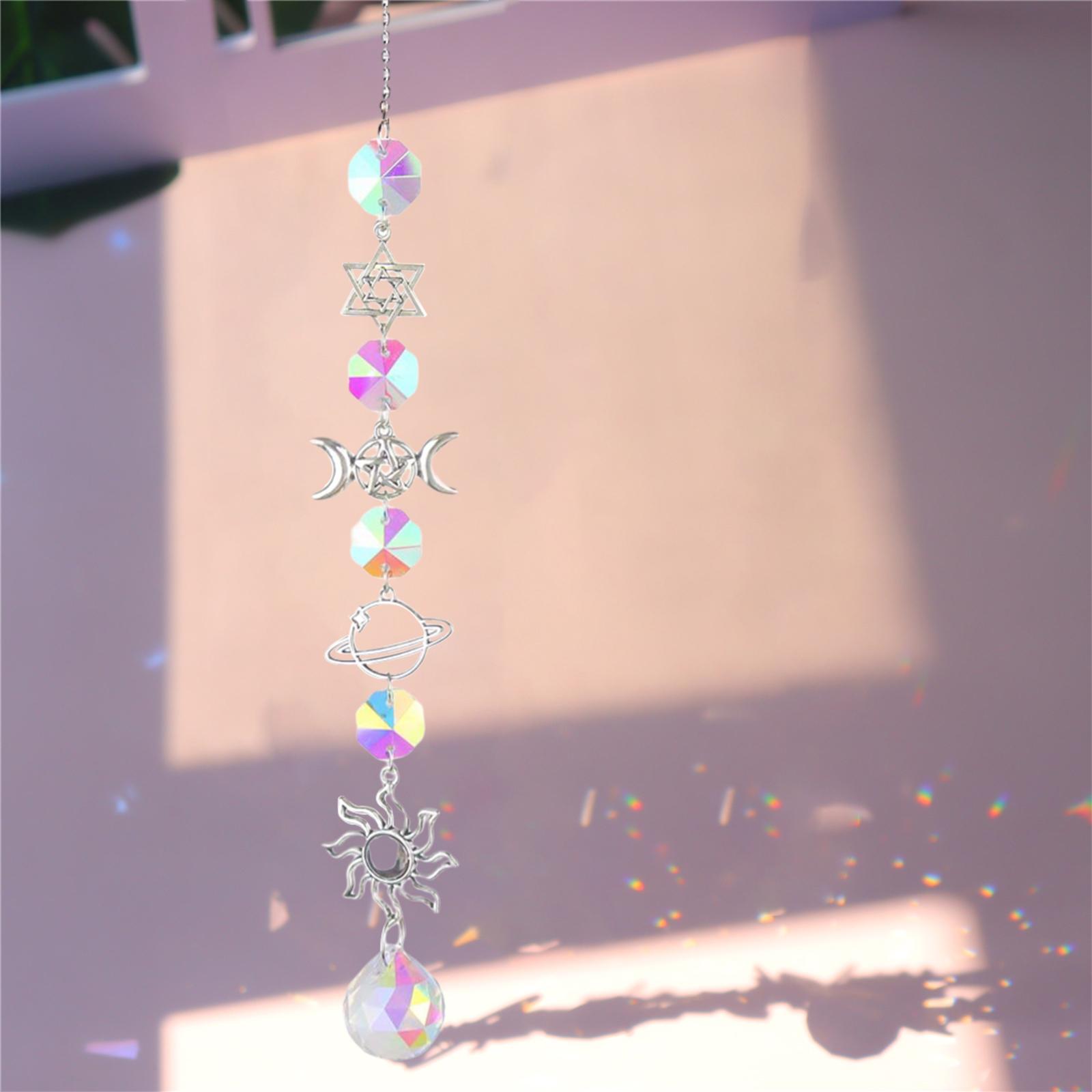 Crystal Wind Chime Catcher Hanging Ornament Sparkling Handmade 41cm