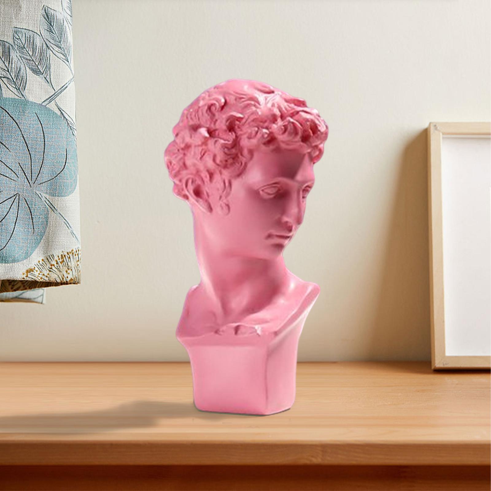 Famous David Statue Greek David Bust Sculpture for Home Decor Rose Red
