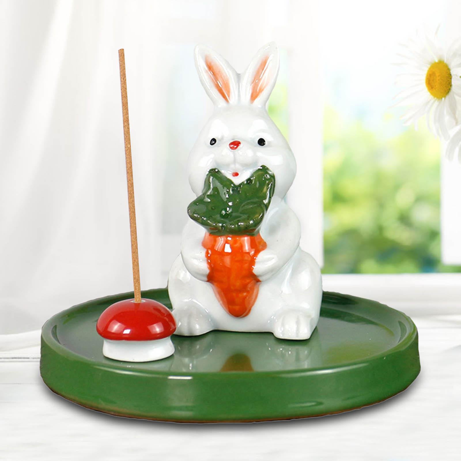 Stick Incense Burner Holder Meditation Yoga Ash Catcher Radish Rabbit 