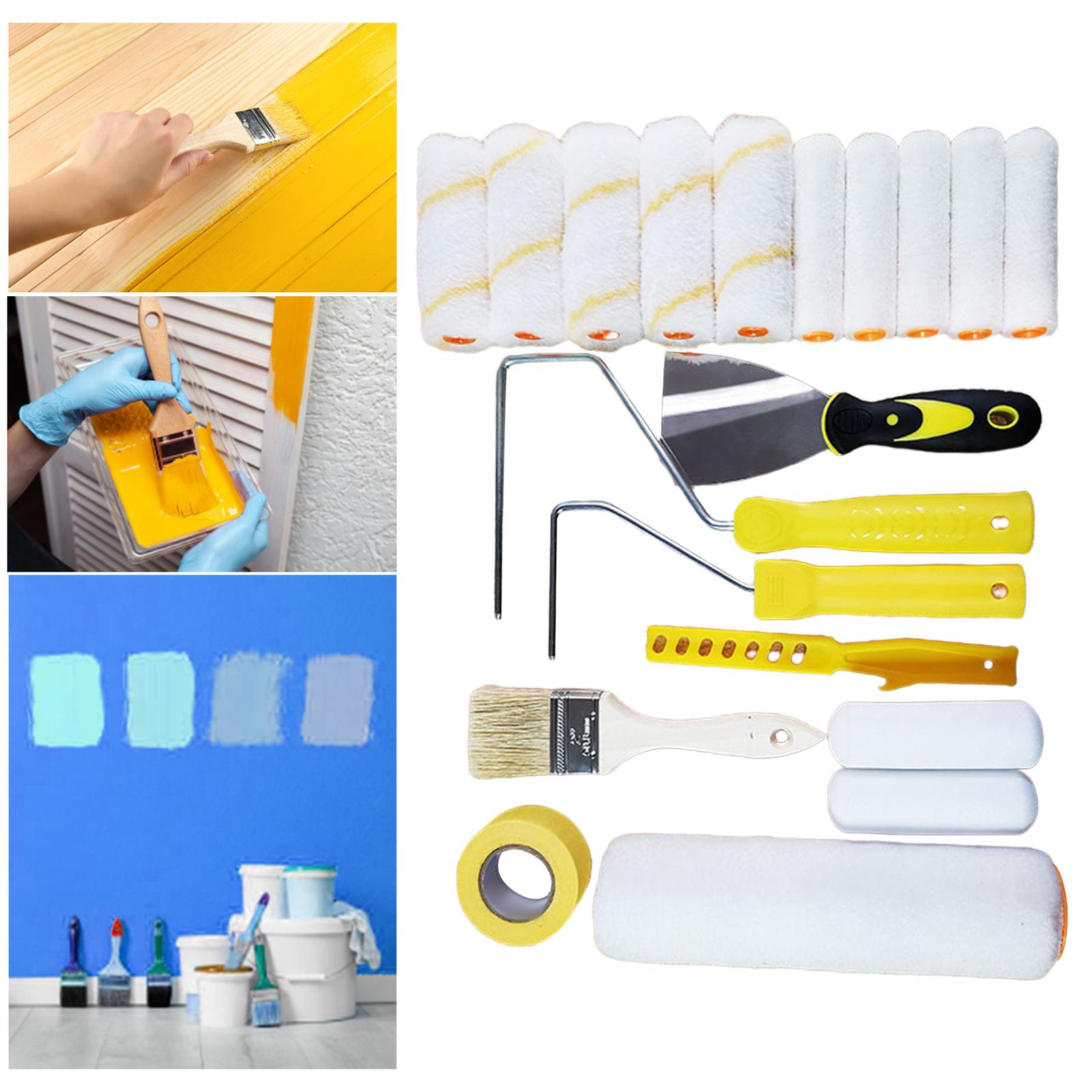 Wall Painting Roller Naps 4 inch Paint Roller Kit for House Use 19 Pieces