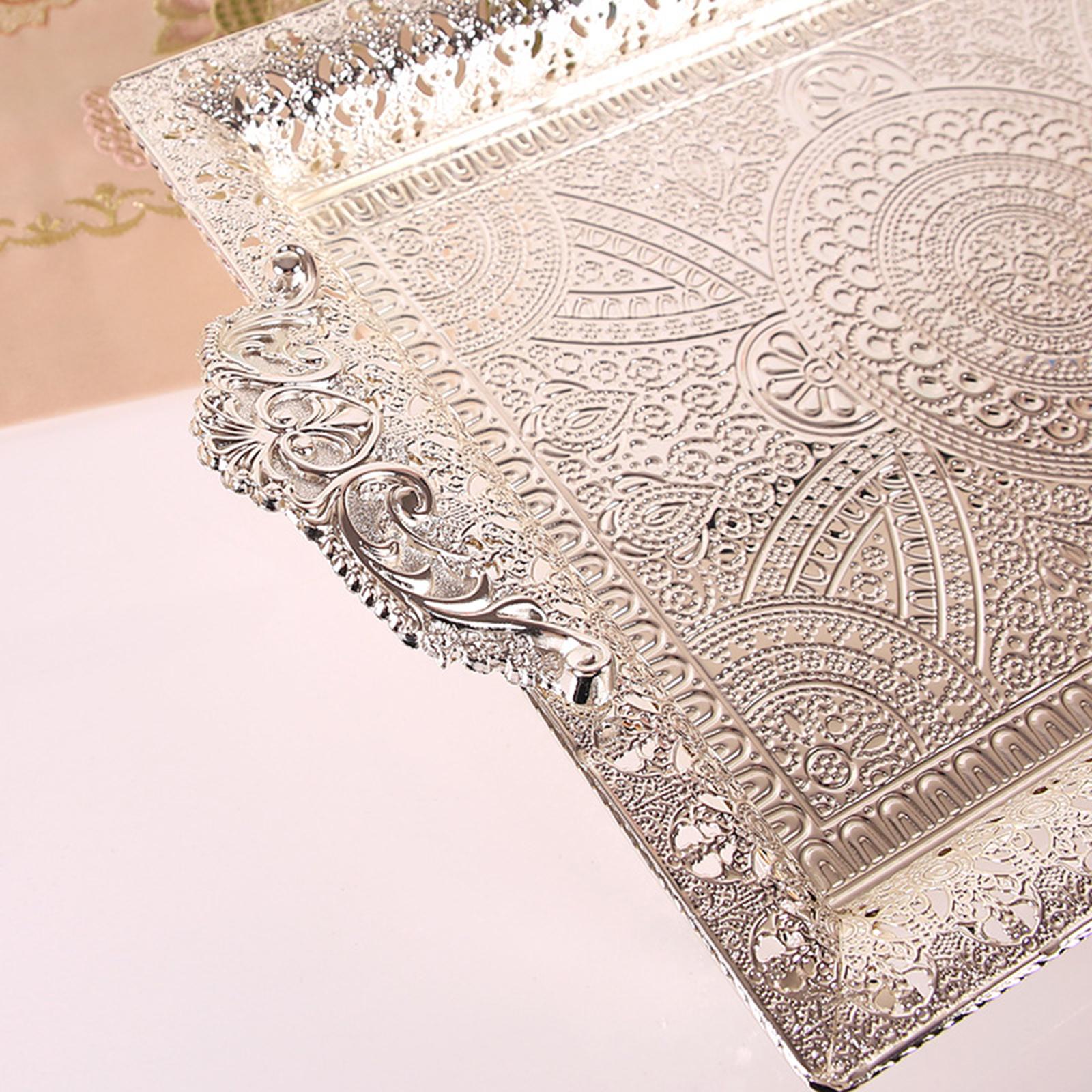 Serving Tray Bread Tray Tea Tray Display Tray for Wedding Party Silver