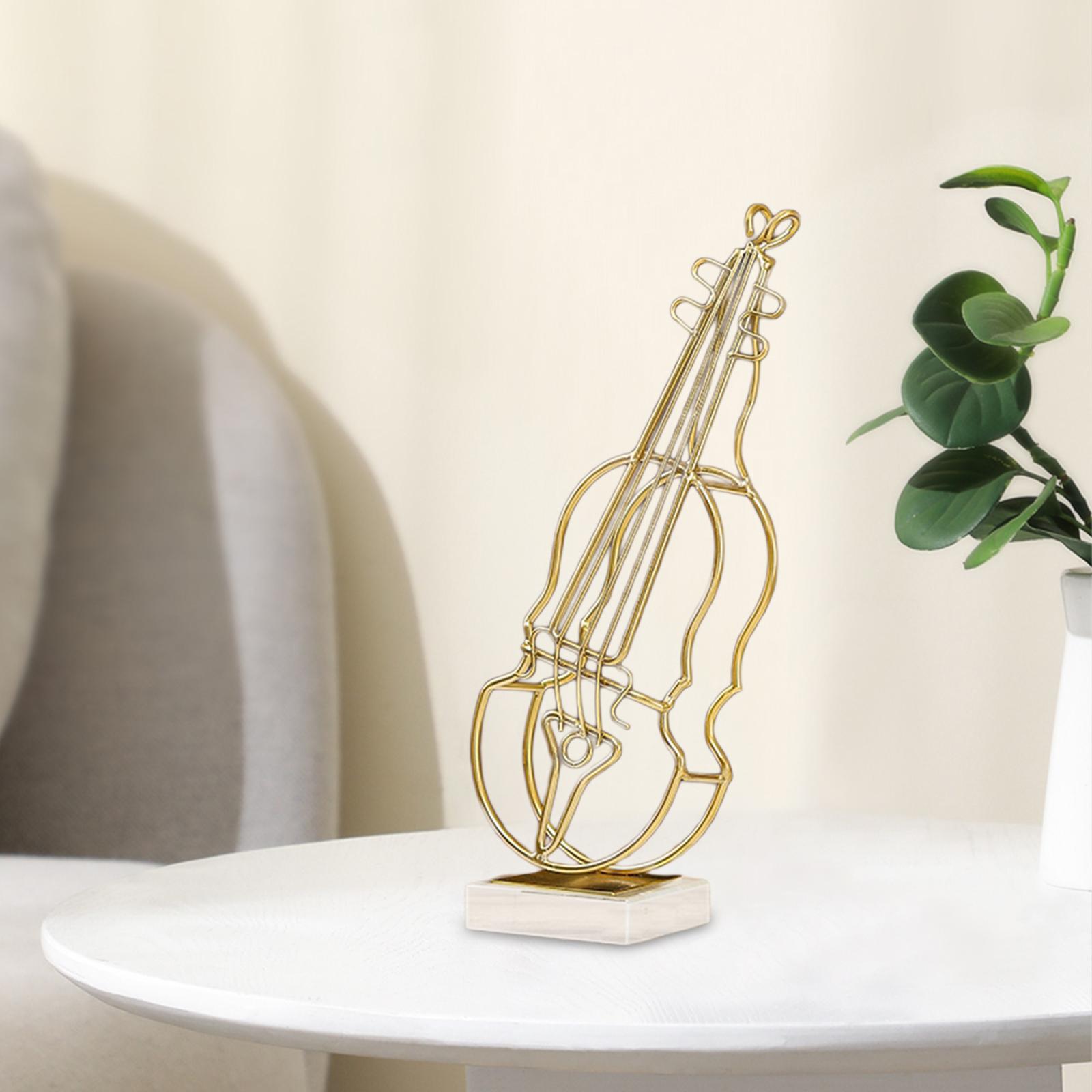 Metal Ornaments Novelty Gifts for Bedside Table Bookshelf Bedroom Violin