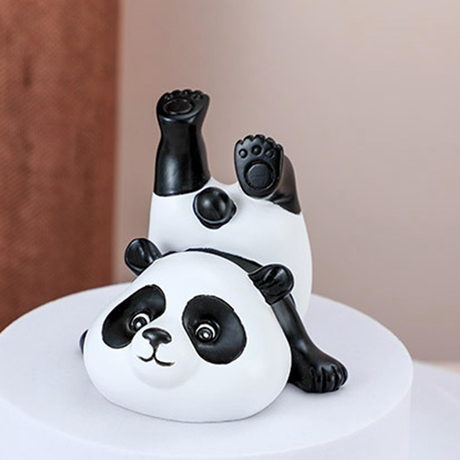 2x Resin Panda Statue Sculpture Ornament Simulation Decoration  