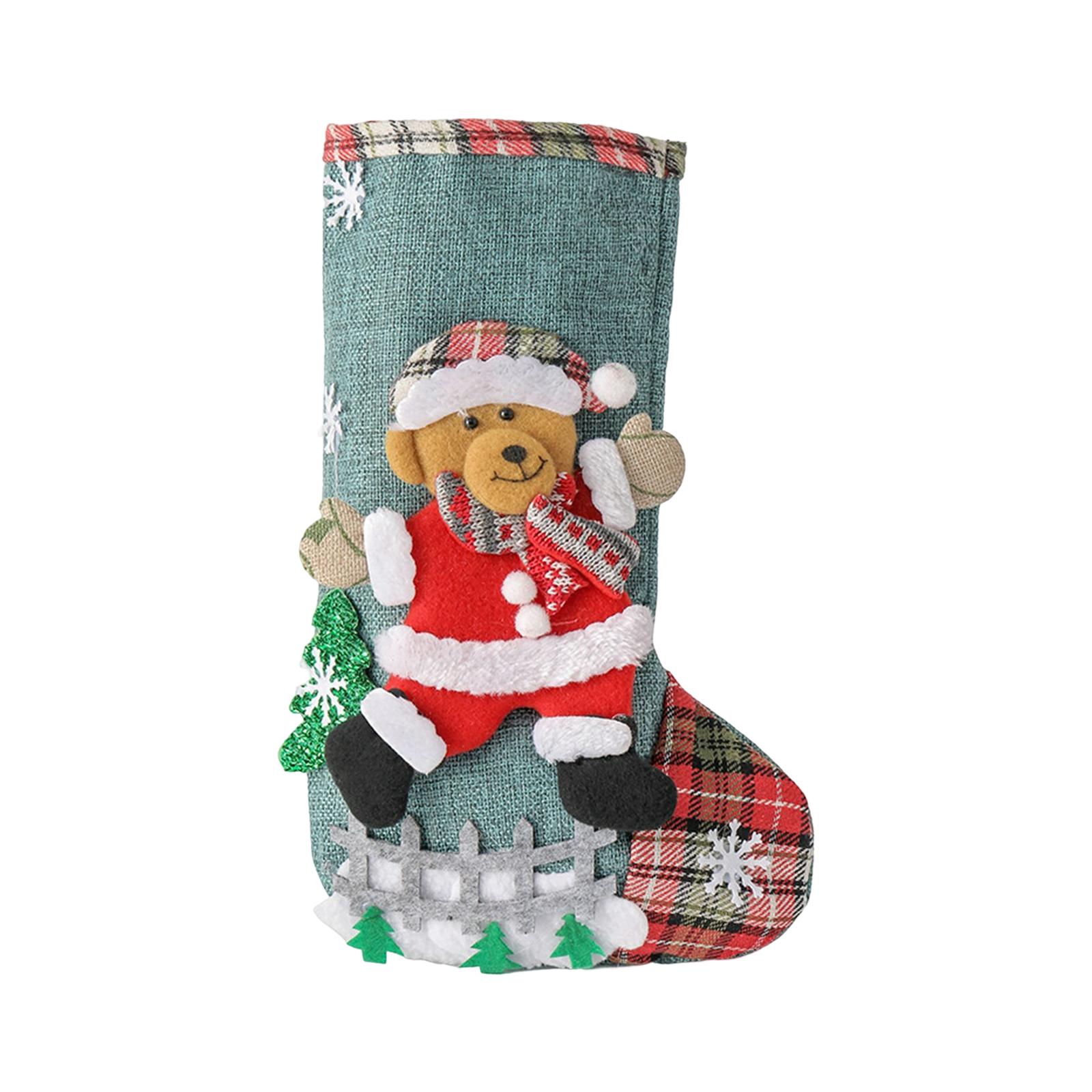 Fashion Christmas Sock Holiday Party Gift Bag Festival Fireplace Kids Bear