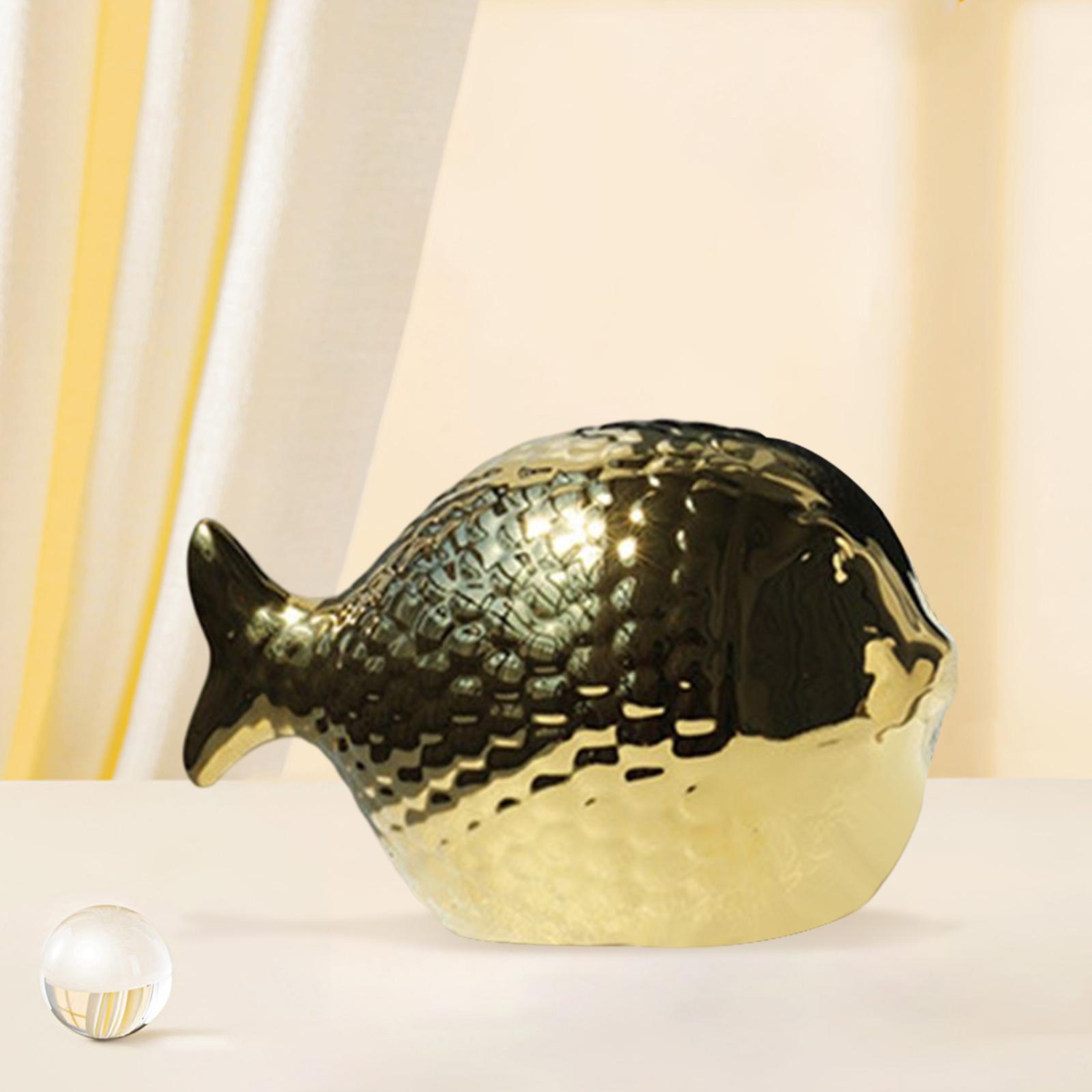 Cute fish Statues Collectible Gift Photo Prop for Bedroom Yard Hotel Gold