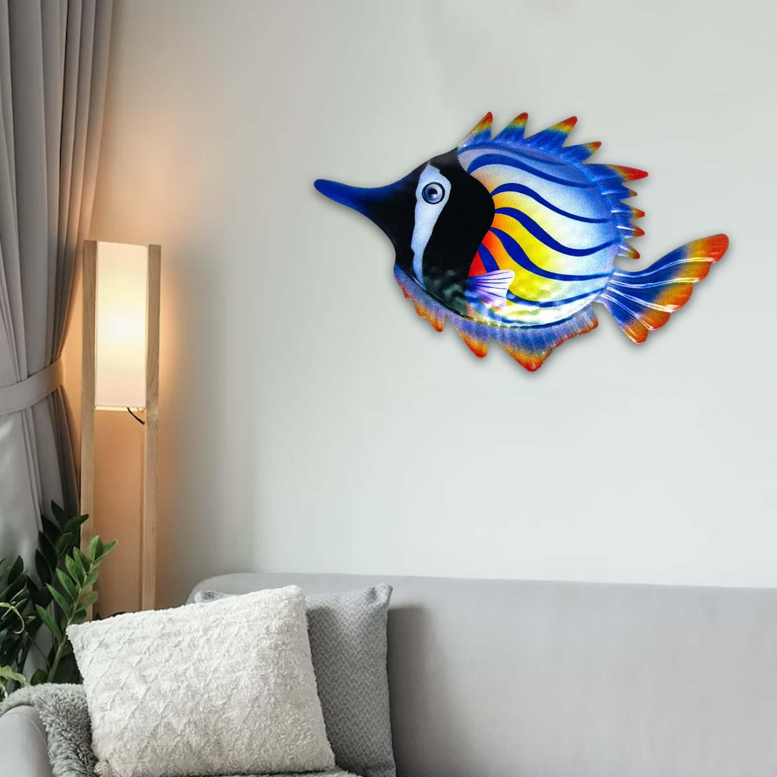 Hand Painted fish Wall Decor Tropical Fish Sculpture for Decorations Yellow