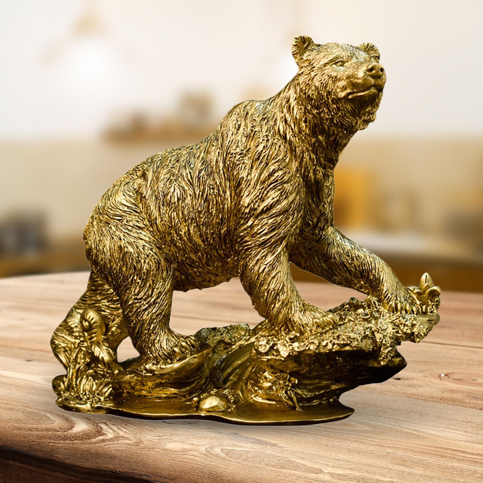 Bear Figurine Animals Statue Artwork for Living Room Counter Shopwindow Aureate