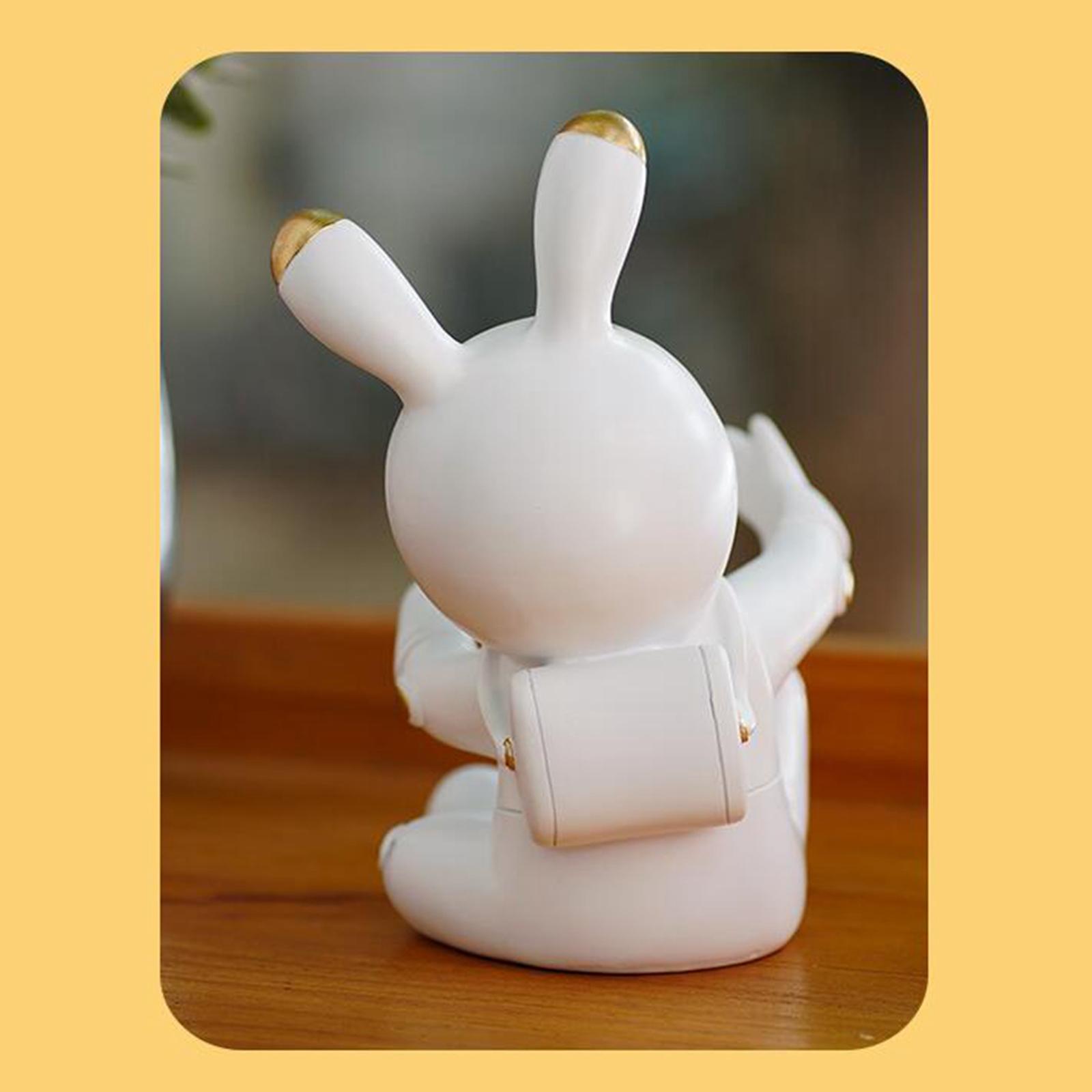 Modern Rabbit Statue Miniature Figurine Bunny Sculpture Ornament Resin Craft Drink Bottle Rack