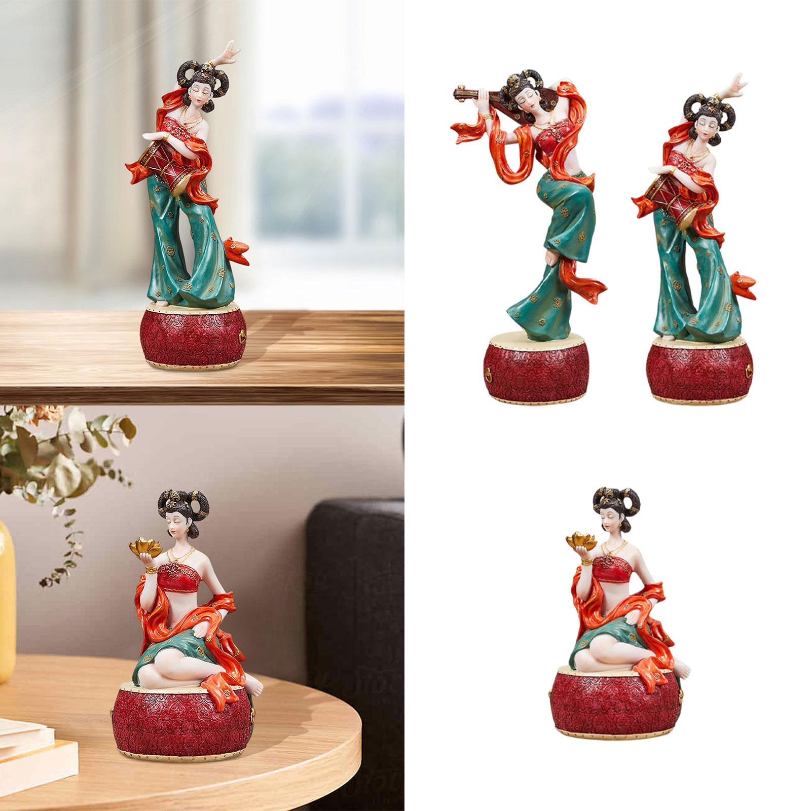 Flying Lady God Sculpture Figurine Collectible Dunhuang Flying Figure Statue Lute