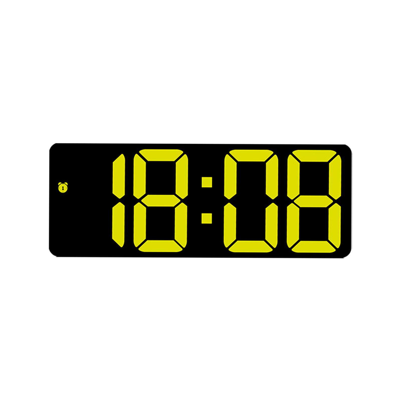 Digital Wall Clock Desk LED Desktop Alarm Clock for Living Room Adult Office Yellow