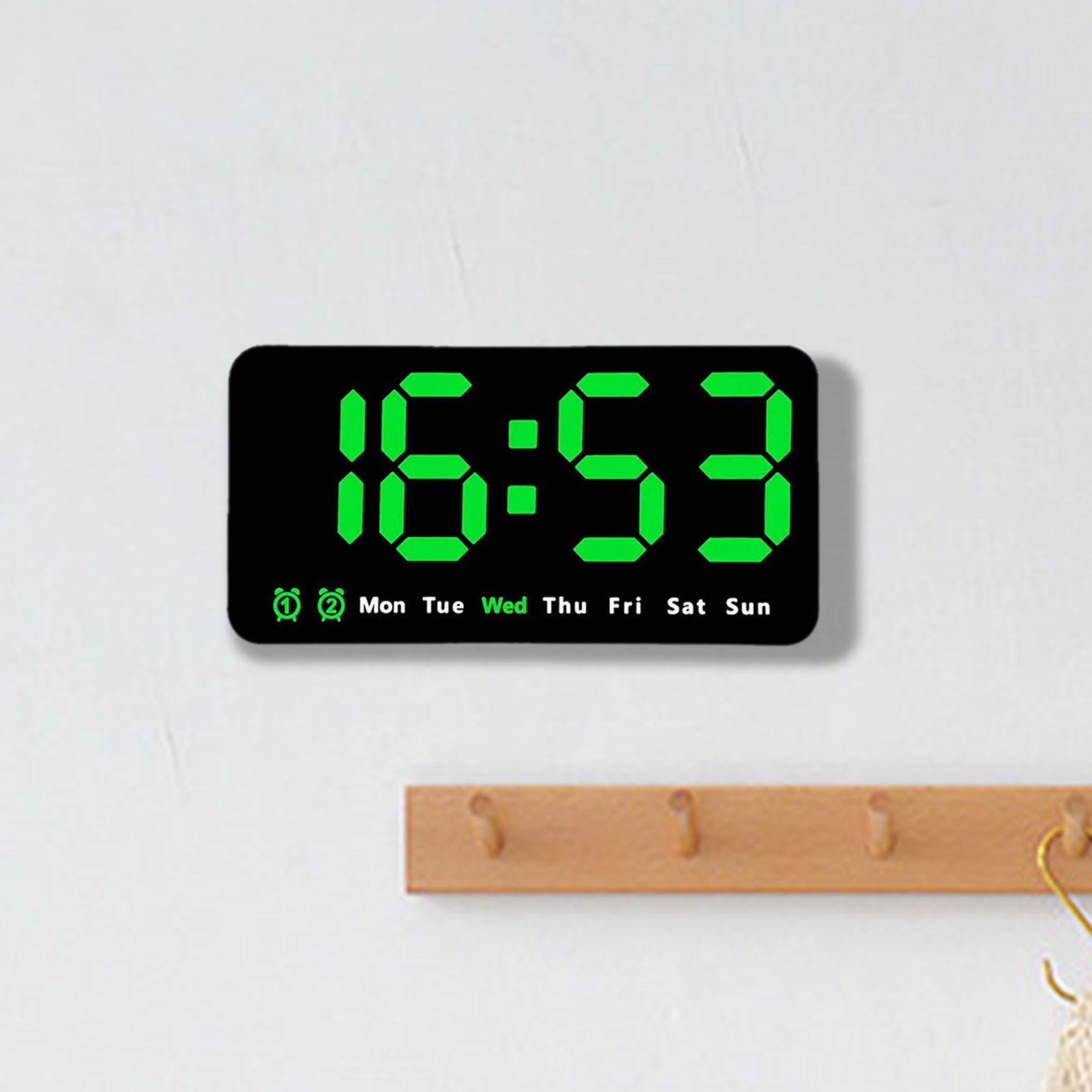 Desk Digital Clock Dimmable LED Desktop Alarm Clock for Bedroom Adult Office Green