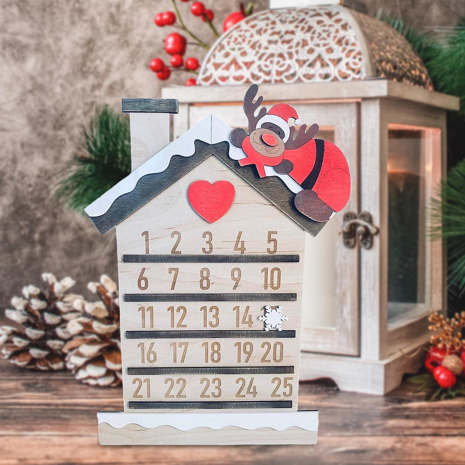 Christmas Sign Christmas Wooden Calendar for Farmhouse Study Hotel Style C
