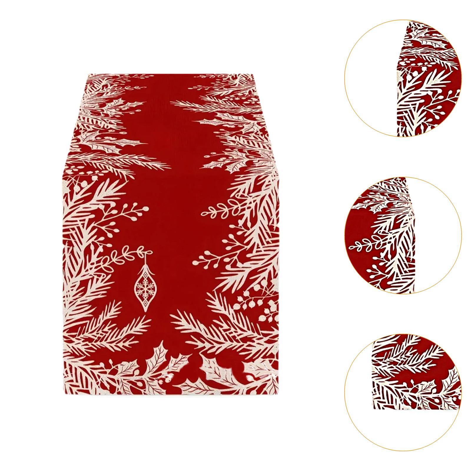Rectangle Tablecloth Festival Seasonal Winter Cabinet Christmas Table Runner Leaves