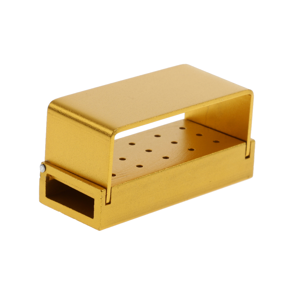 Opening Bur Holder Stand Block Autoclave Disinfection Box 15 Hole Gold