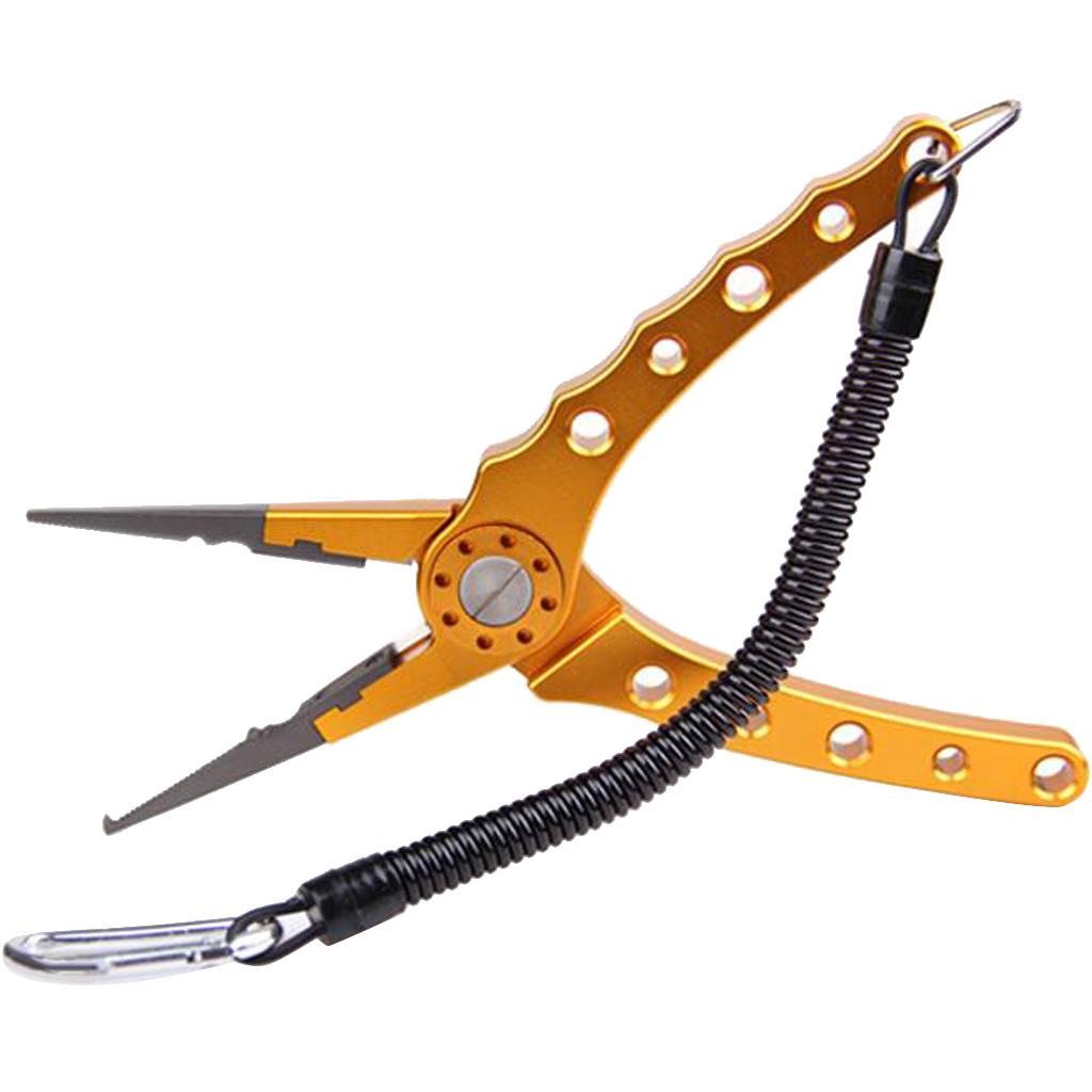 Saltwater Aluminum Fishing Plier Fish Lip Grip Cutter Hook Remover Gold