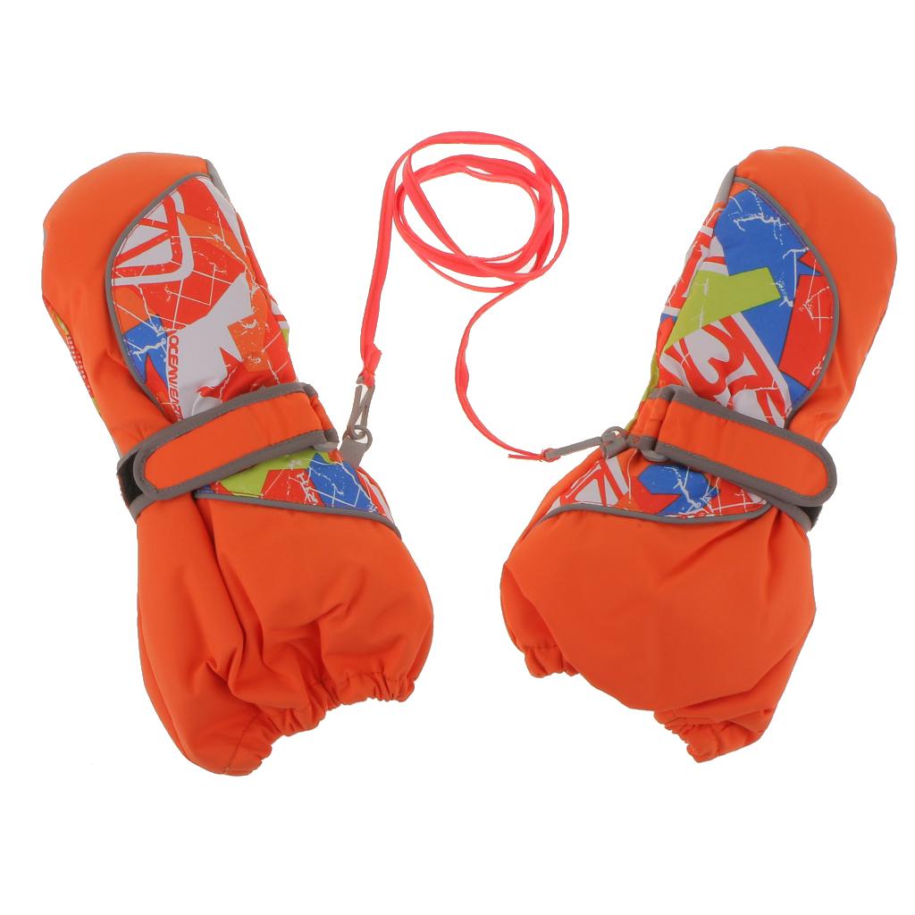 Children Winter Warm Ski Gloves Waterproof Windproof Gloves/Mittens Orange M