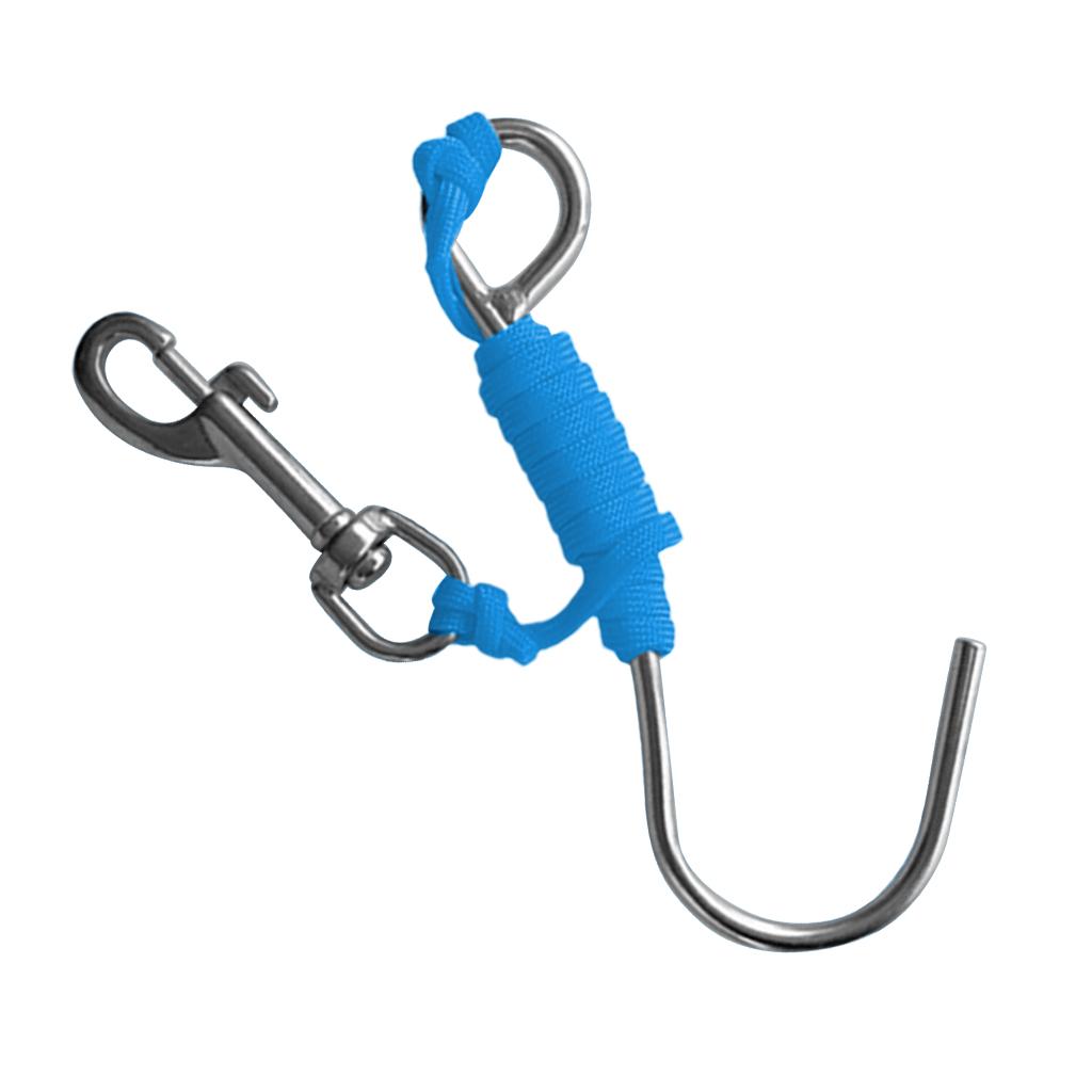 Heavy duty Riegelverschluss Tauchen Riffhaken w/ 120cm Seil & Karabiner Blau 