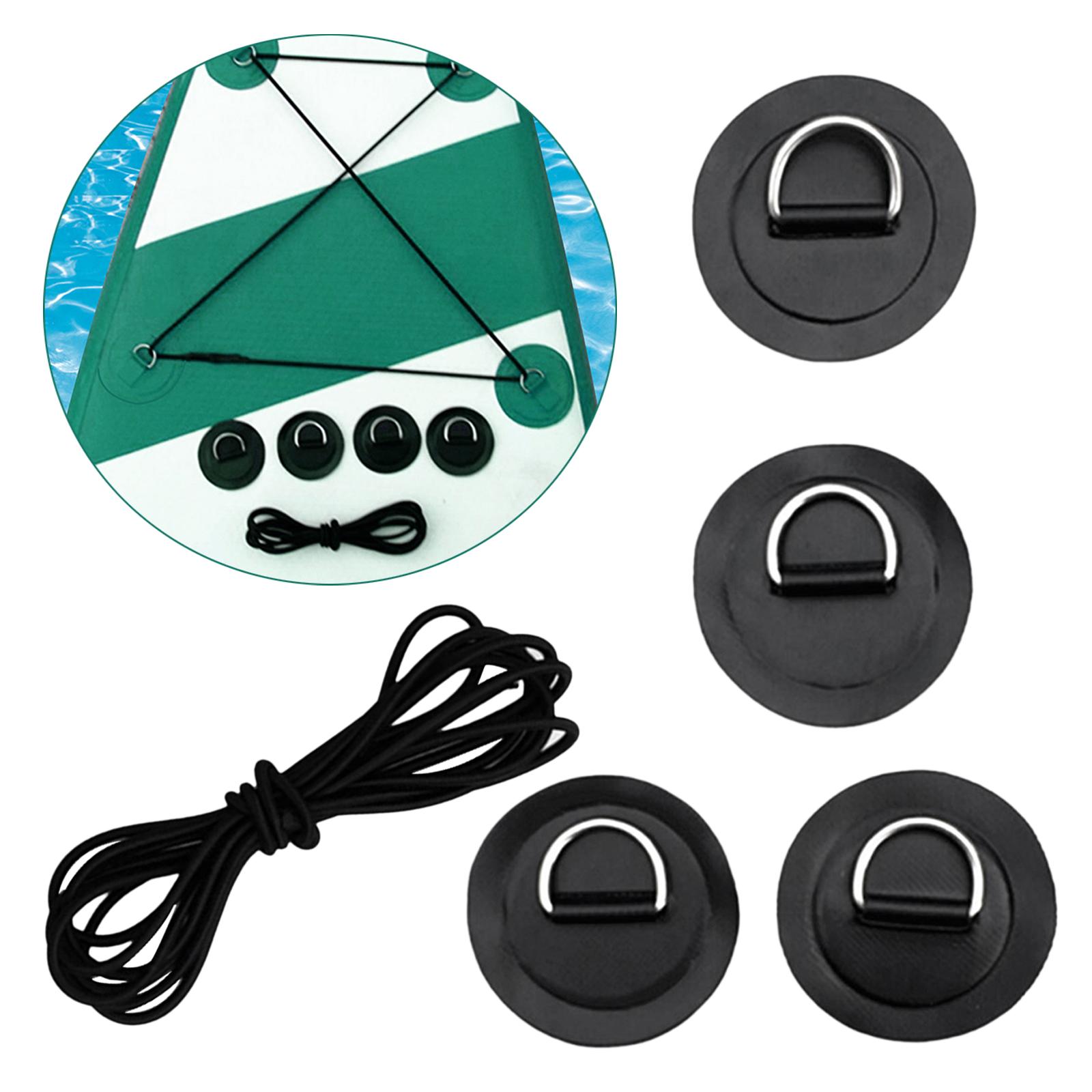 4Pcs D Ring Pad Patch Shock Cord for Kayak Deck Rigging Kit Inflatable