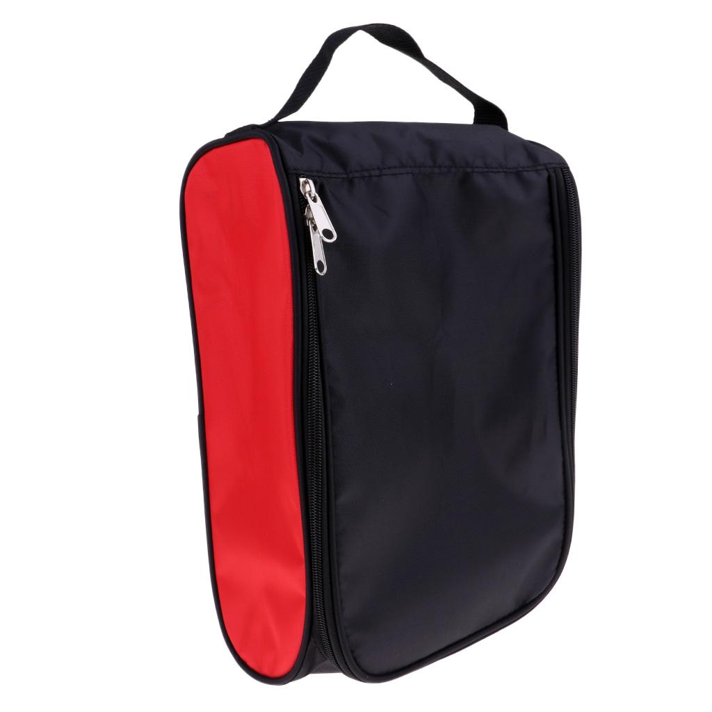 Portable Golf Sports Shoes Bag Zippered Shoe Case Black+Red