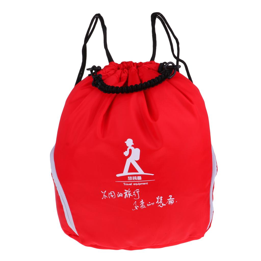 Unisex Bag Drawstring Sack Sport Travel Outdoor Backpack Red 