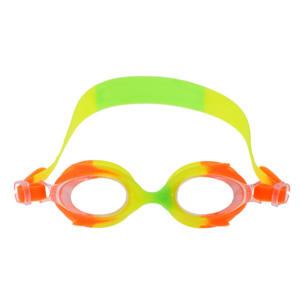 Silicone Unisex Kids Child Anti-Fog Swimming Goggles Glasses Yellow Orange