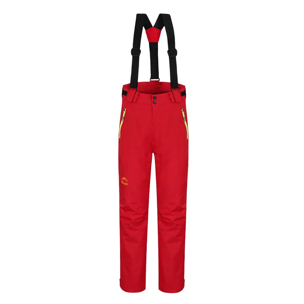 Women Warm Ski Pants Bibs Windproof Waterproof Snow Trousers M Red