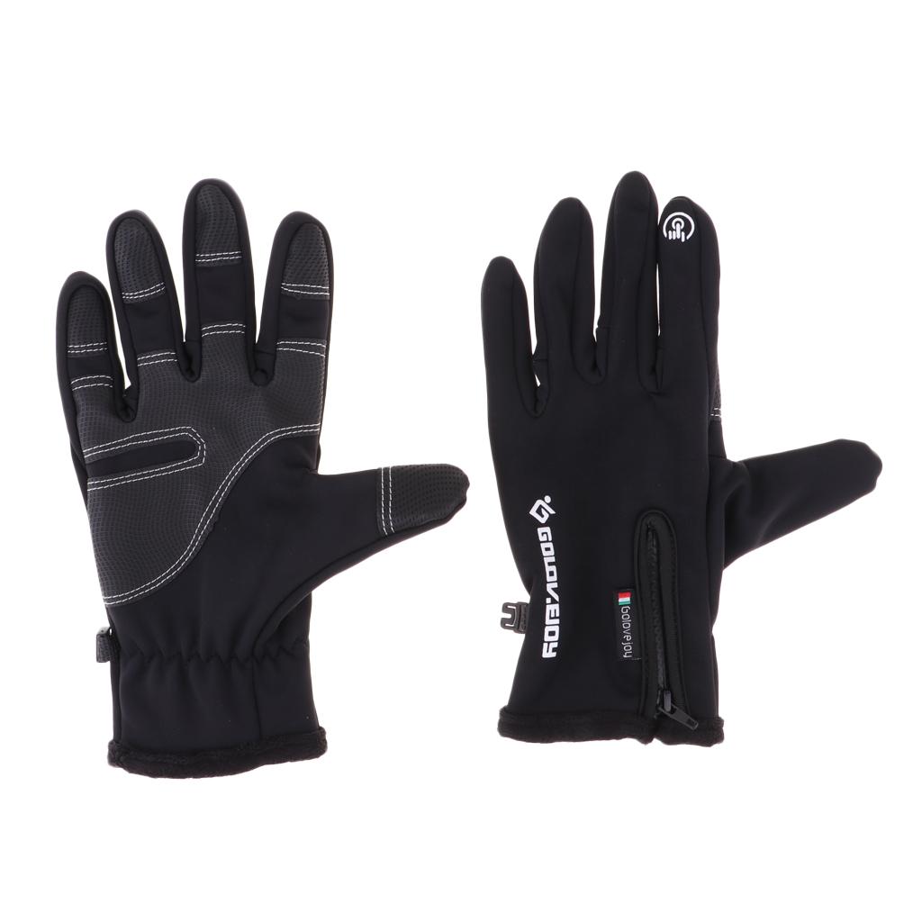 Winter Thermal Warm Full Finger Cycling Touch Screen Bike Gloves Black M