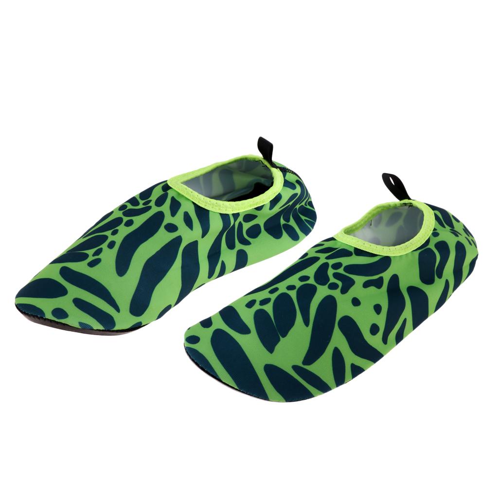 Unisex Non Slip Rubber Sole Water Shoes Diving Snorkeling Green XXS 30-31
