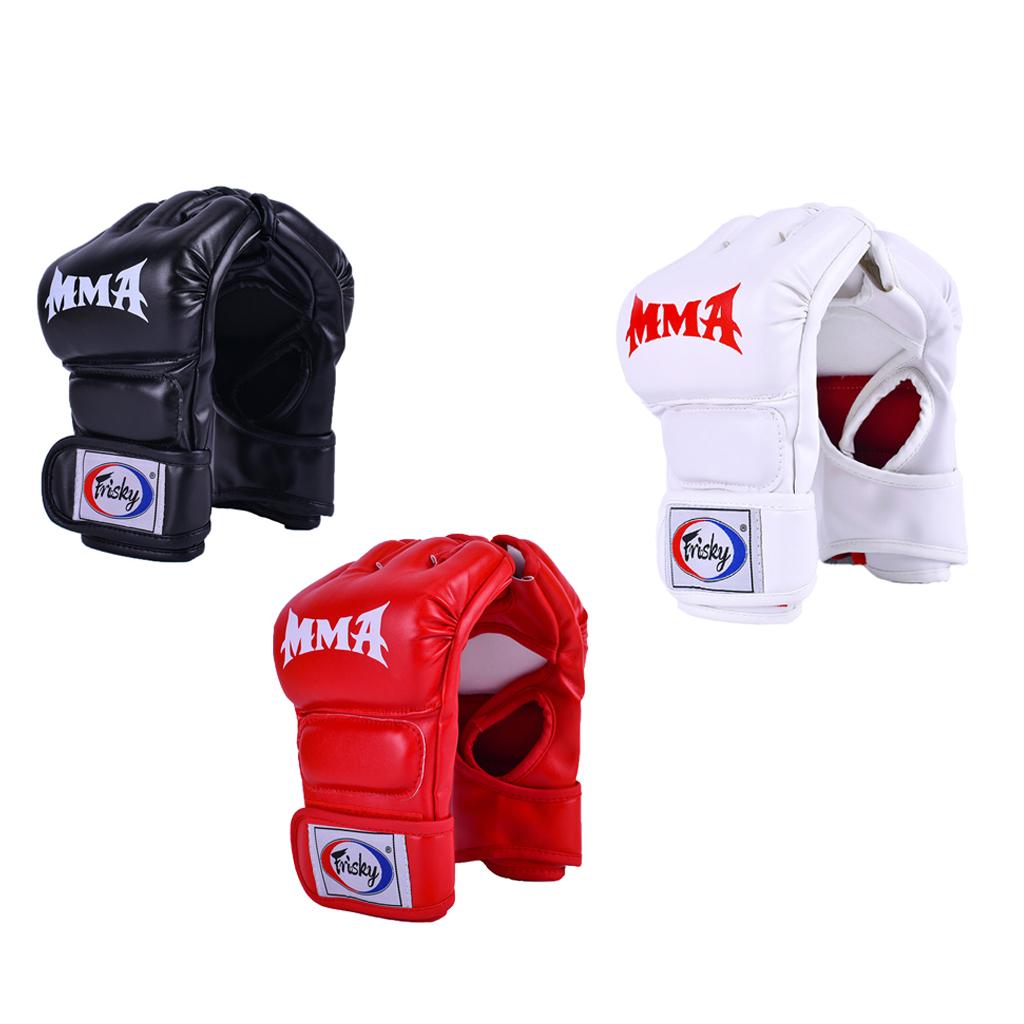 Boxing Training Gloves Taekwondo MMA Punching Martial Half Finger Mitts Black