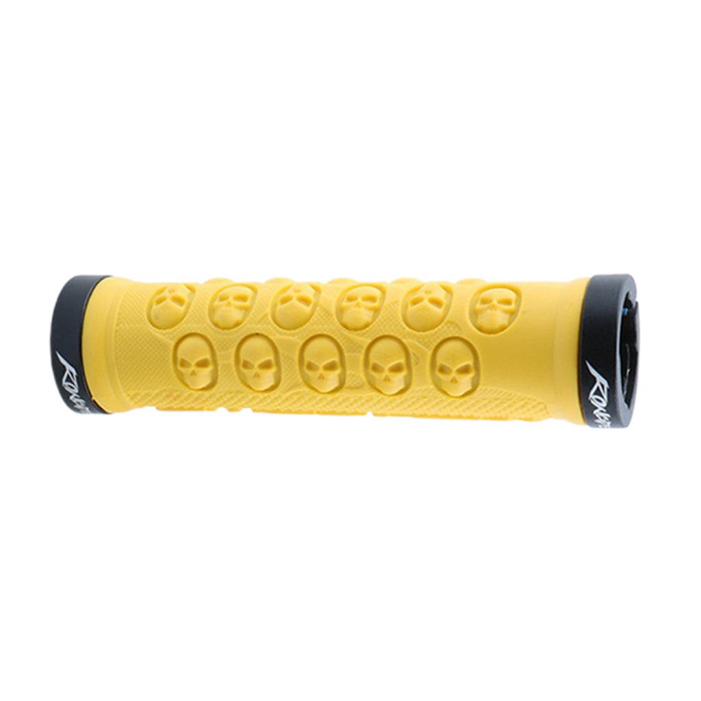 Bike Handlebar Sleeve Rubber Bicycle Lock on Anti slip Grip Yellow Skull