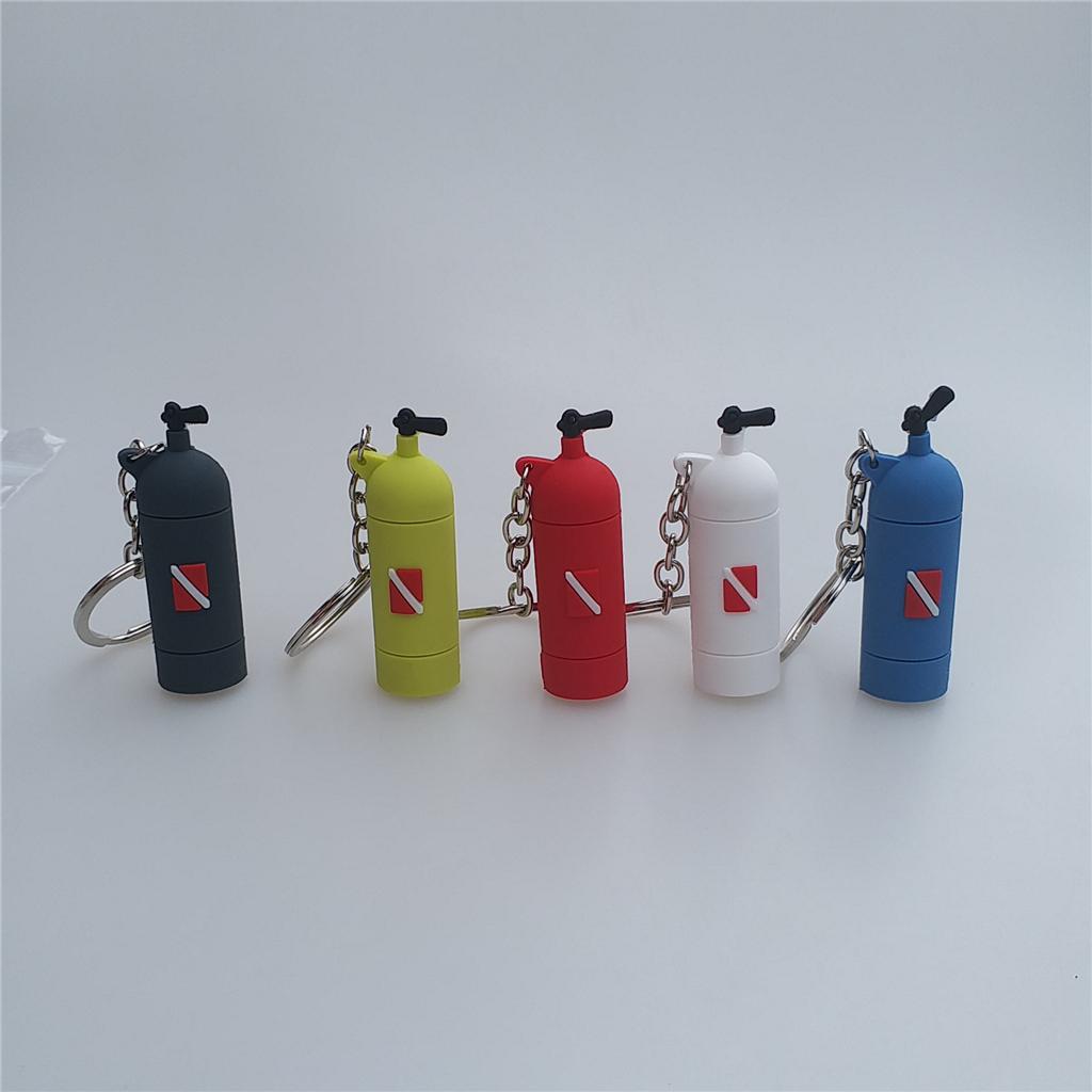 4xNovelty Mini Diving Tank Key Chain Holder Dive Flag Keyring Keychain White