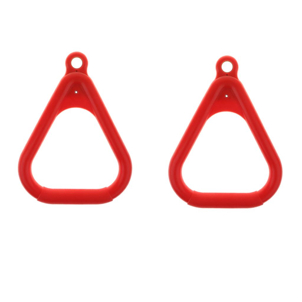 Kids Trapeze Swing Rings Safe Grip Handle Swing Equipment Red