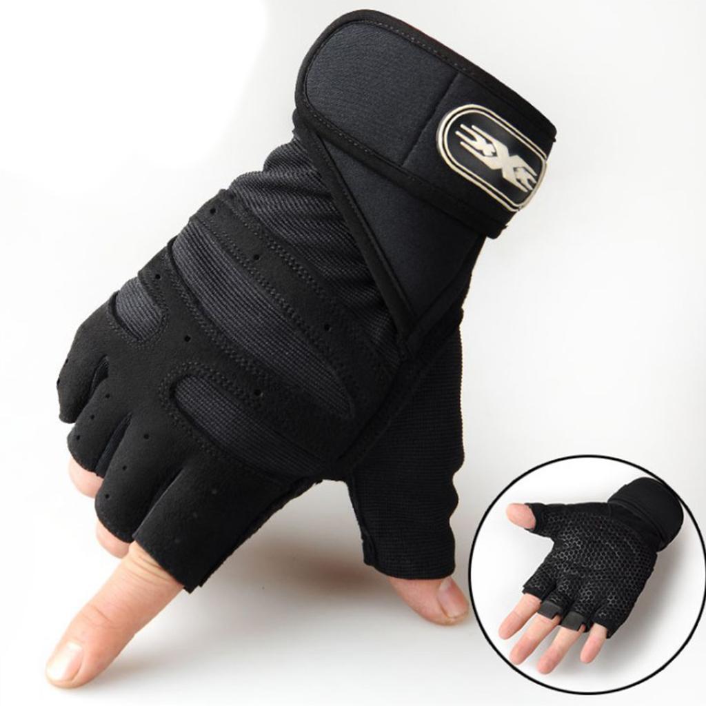 Cycling Fingerless Gloves Half Finger Sports Gloves Black M