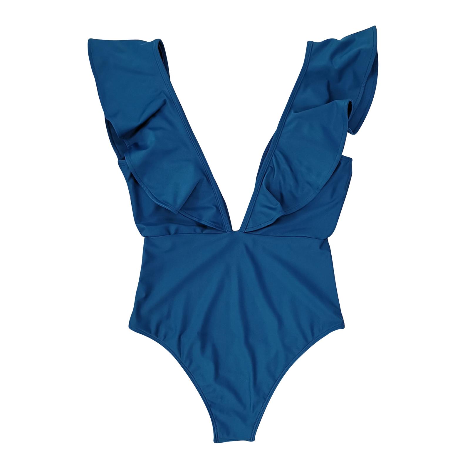 Sexy One-Piece Swimsuit Swimwear Bikini Women Bathing Suit Blue S