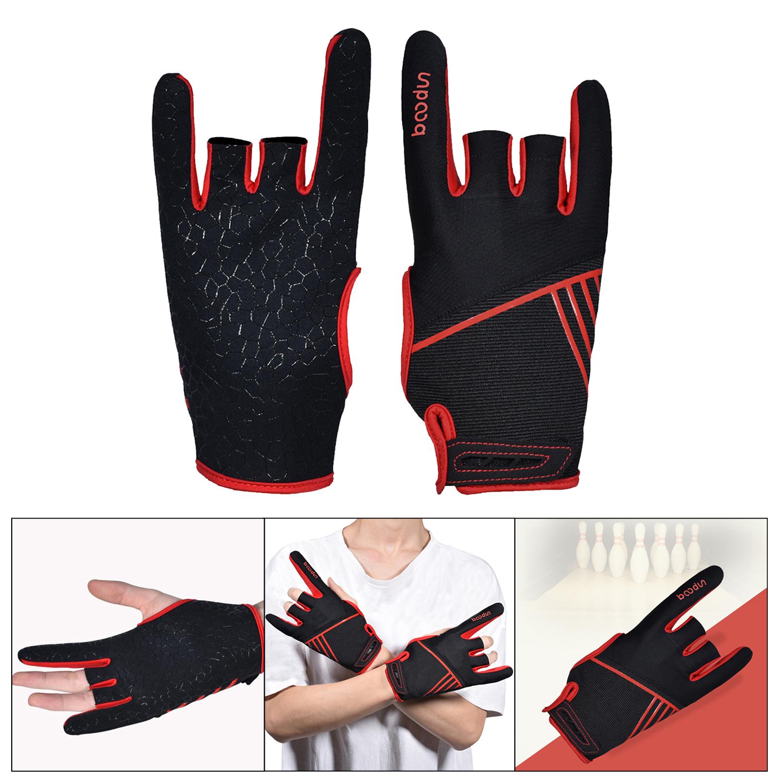 1 Pair Bowling Power Glove Wrist Support Sports Gloves for Men Red L XL