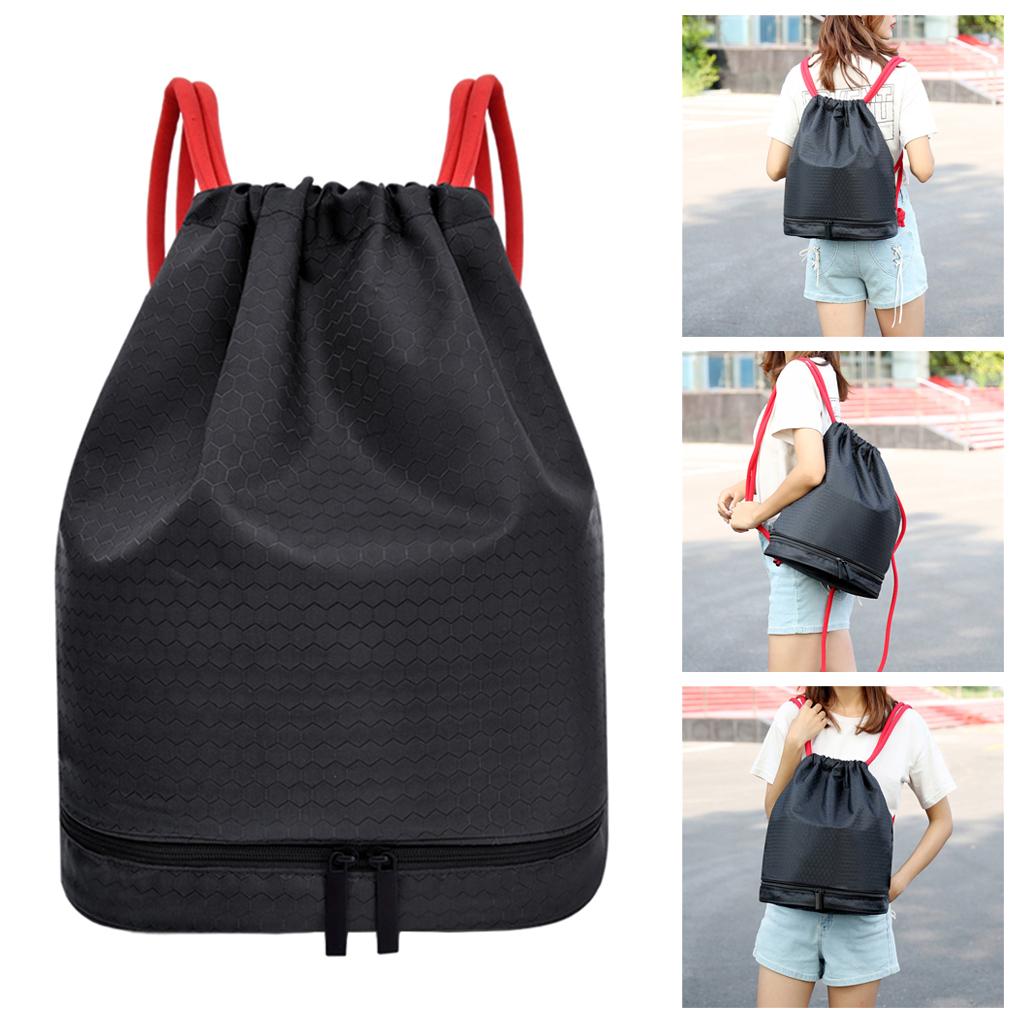 Waterproof Drawstring Sport Gym Backpack Shoulder Bag Sack Red drawstring