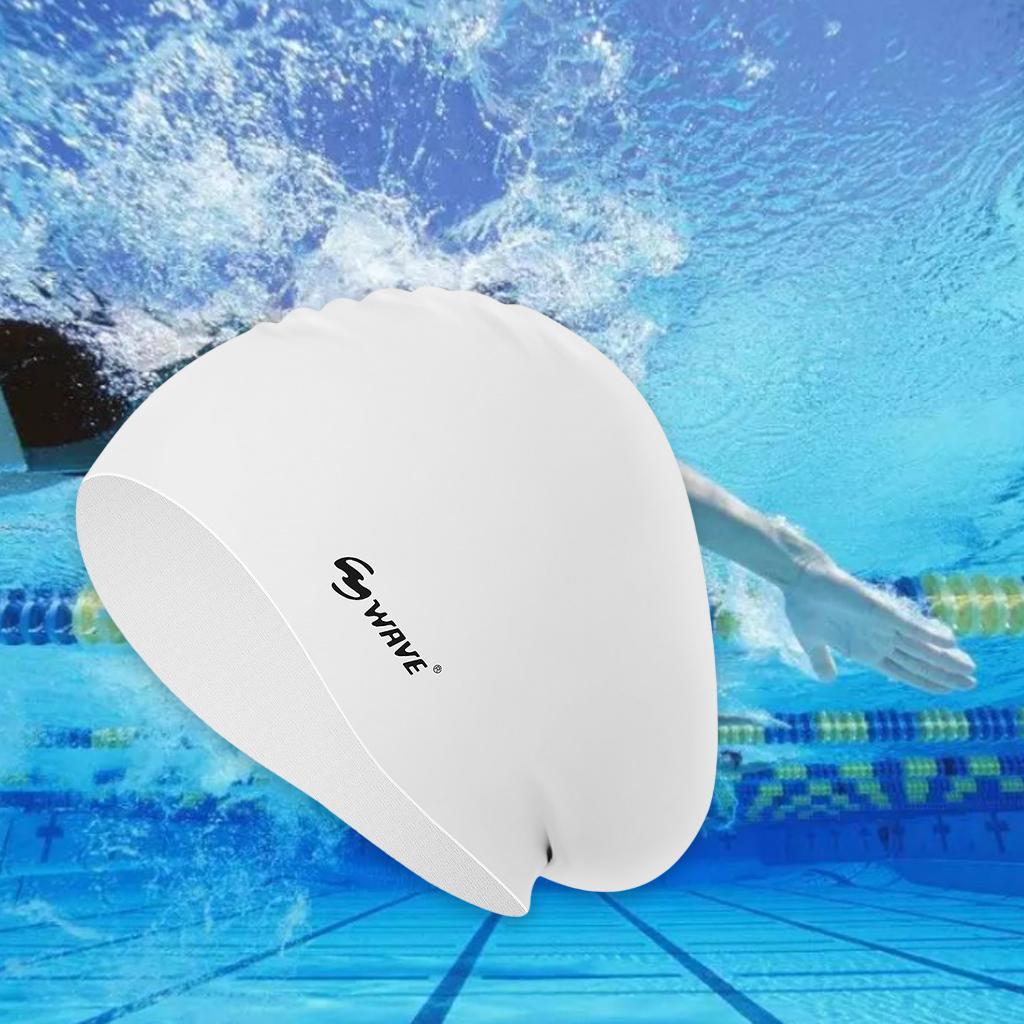 Long Hair Swim Hat High Elasticity Bathing Swimming Hat Womens White