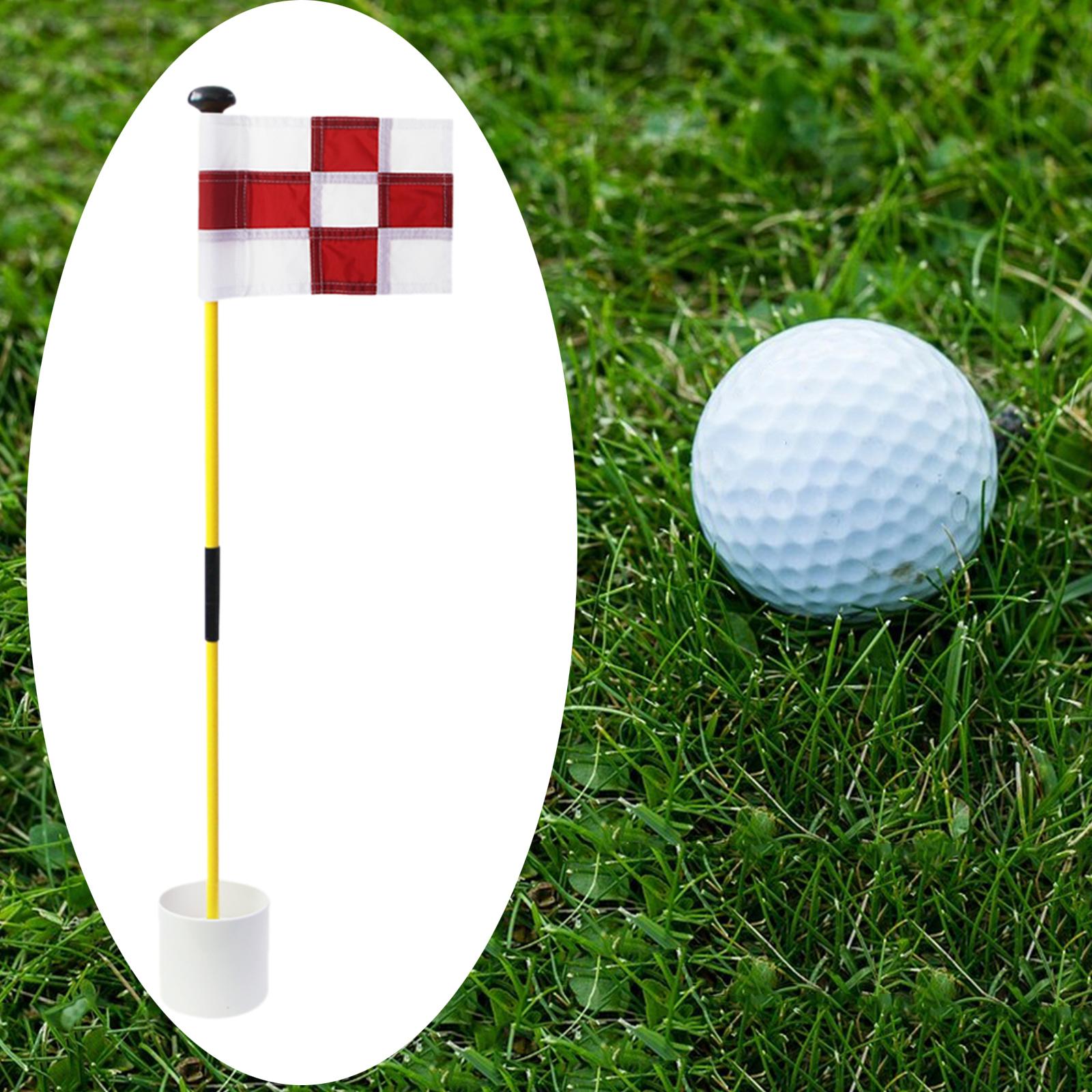 Backyard Practice Golf Hole Pole Flag Cup Stick Folding Putting Flagstick White Red