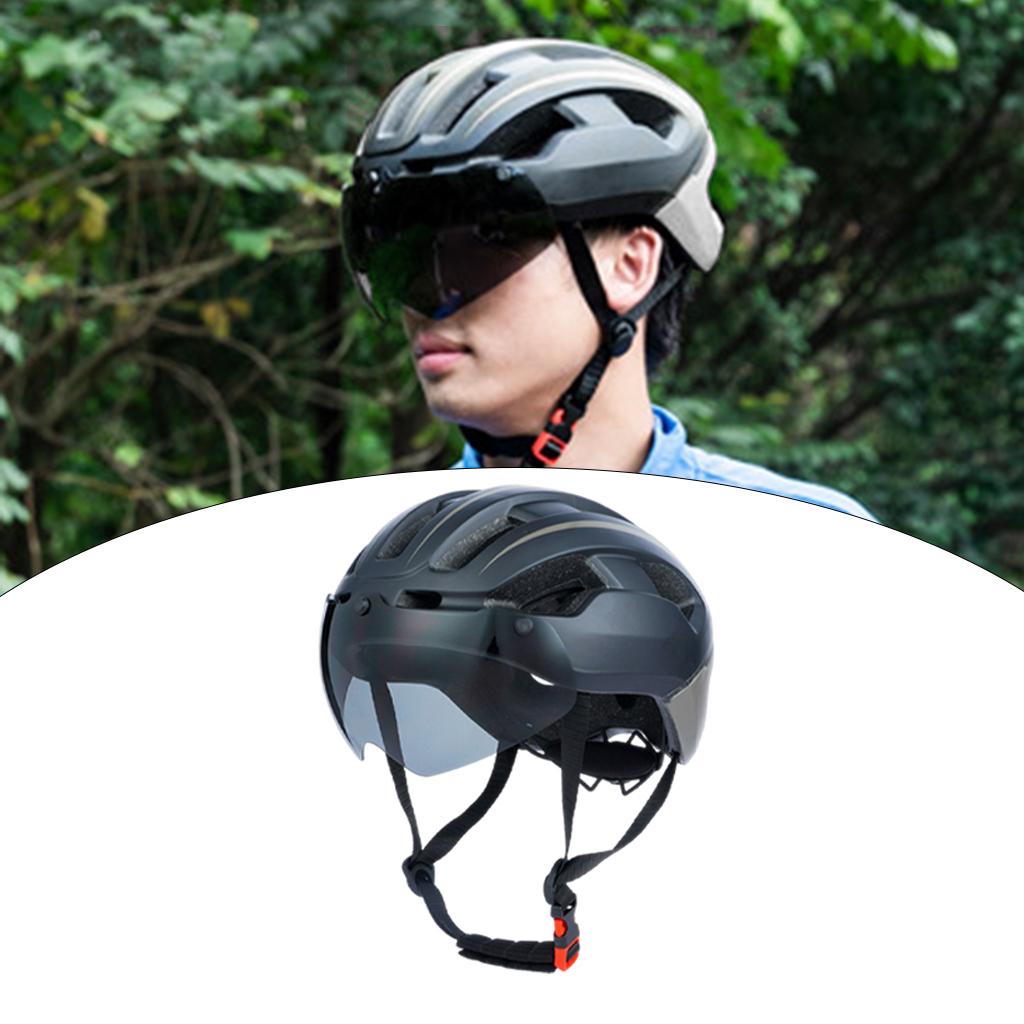 Cycling Bicycle Bike Helmet With Visor Taillight Shockproof Gray