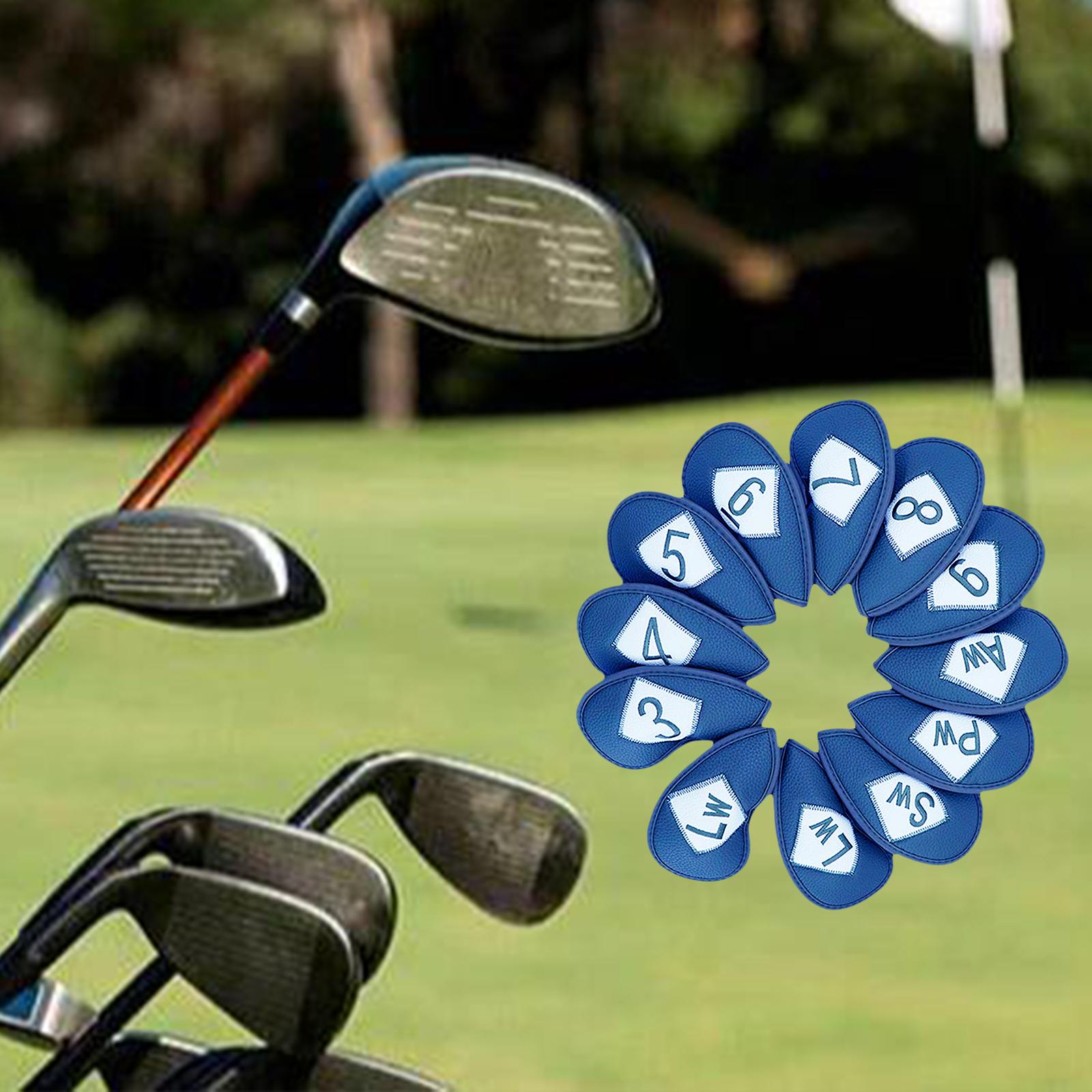 Golf Iron Head Covers 12 Pcs 1 Set Smoothly Fit Outdoors for Most Brands Blue