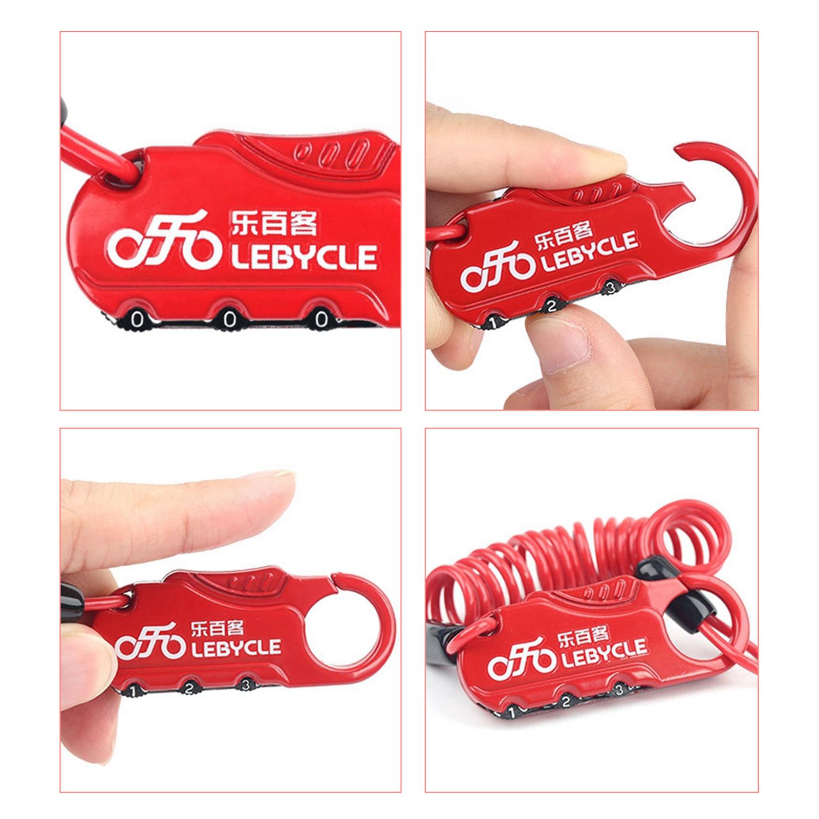 Helmet Cable Lock Password Locks for Bicycle Stroller Wheelchair Silver