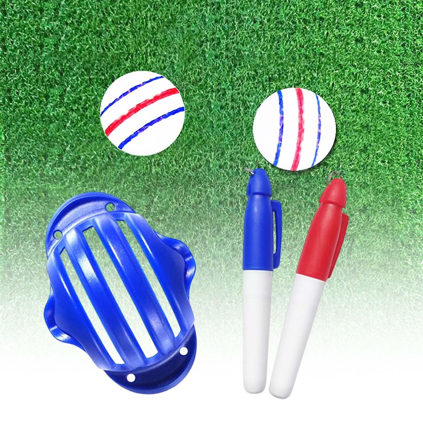 Golf Ball Liner Marker Line Drawing Alignment Tool Template with Marker Pens Blue with 2 pen