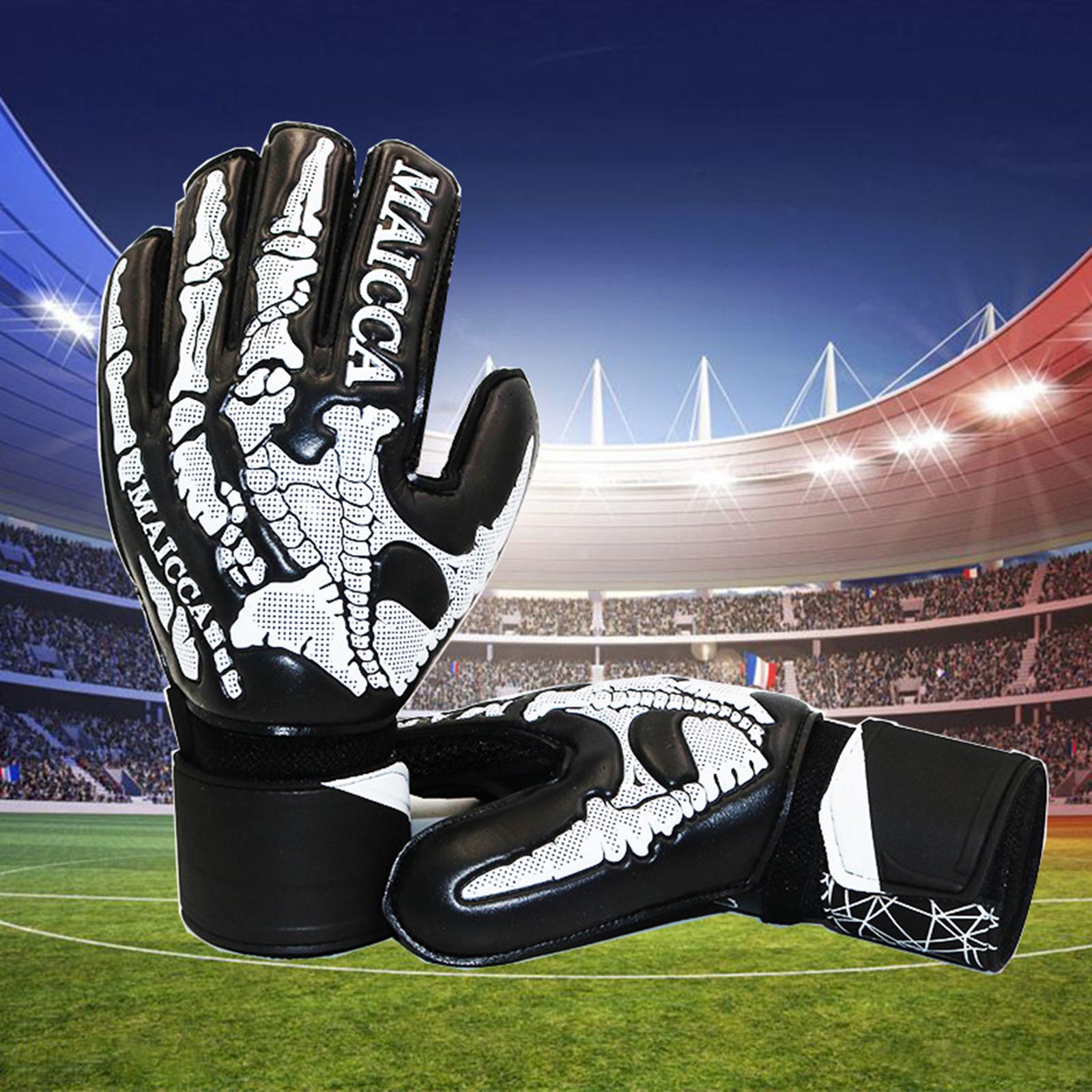 Goalkeeper Gloves Kids Soccer Goalie Gift Girls PU Mens  Black White 9