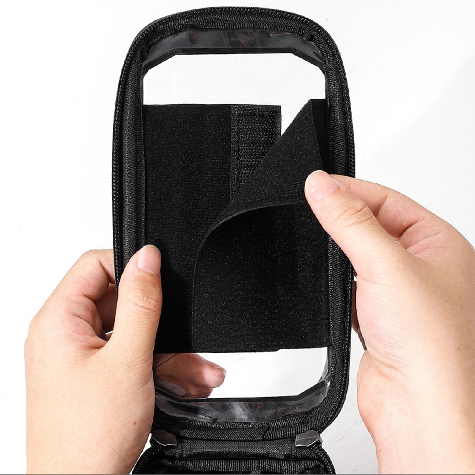Bike Phone Front Frame Bag Hard Shell Phone Case Holder Cycling Pouch Black