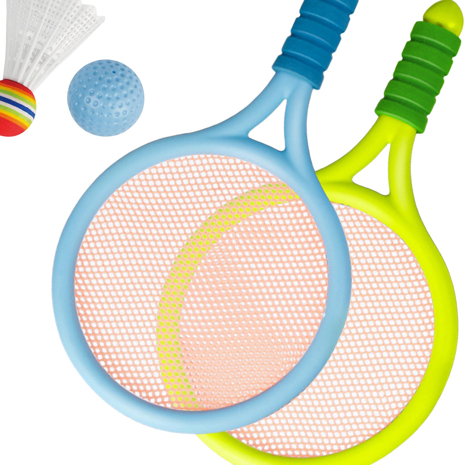 Durable Children's Badminton Tennis Set, Ball Shuttlecock Racket for Training Blue Green